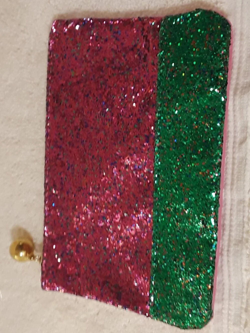 4PC Set Ipsy Sparkle Cosmetic Makeup Bags: 2 Pairs - 2 Rose Gold + 2 Pink/Green